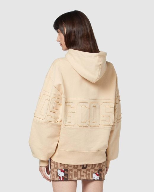 Gcds Natural Logo Patch Drawstring Hoodie