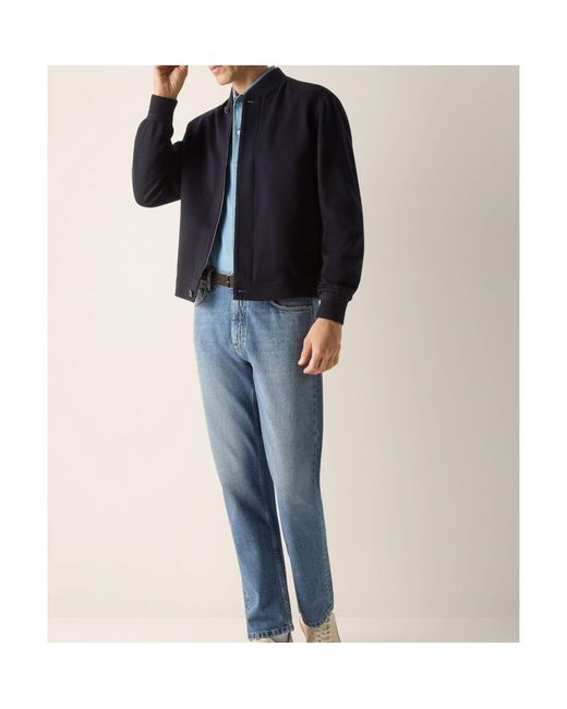 Zegna Blue Oasi Cashmere-Elements Bomber Jacket for men