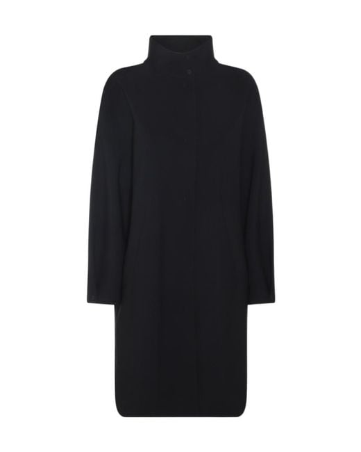 Herno Blue High-Neck Long Sleeved Coat