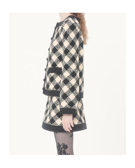 Valentino Black Damier Button-Up Tweed Jacket