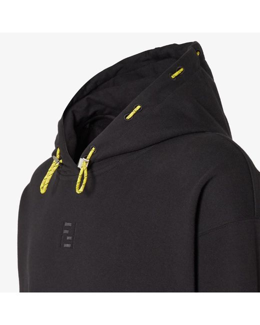 Fendi Black Ff Embroidered Drawstring Hoodie for men
