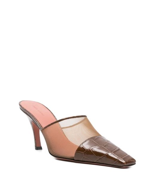 AMINA MUADDI Brown Jamie Mesh Croc Mules