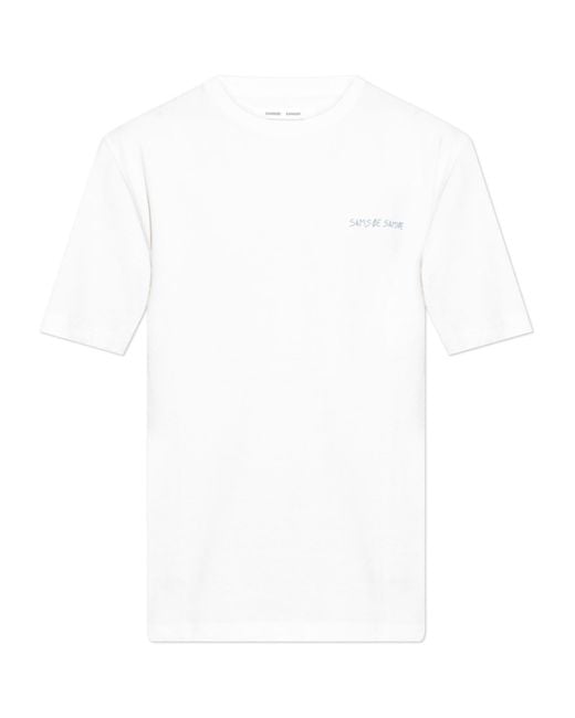 Samsøe & Samsøe White Logo Short-Sleeved T-Shirt for men