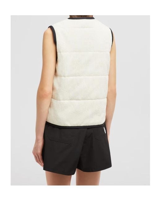 Moncler White Terry Cloth Logo Jacquard Padded Gilet