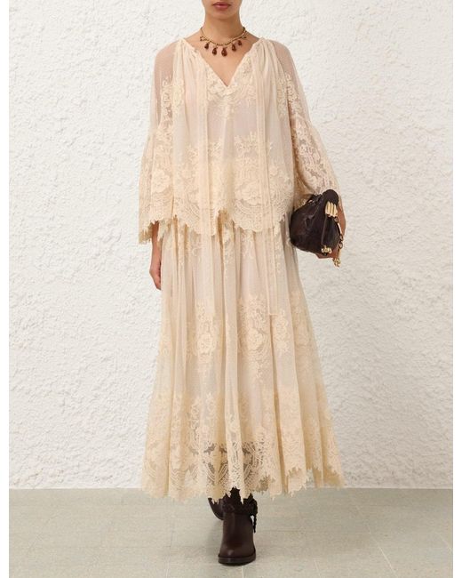 Zimmermann Natural Lace Maxi Skirt