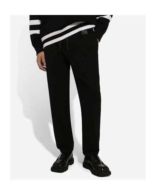 Dolce & Gabbana Black Logo Detailed Regular-Fit Trousers for men