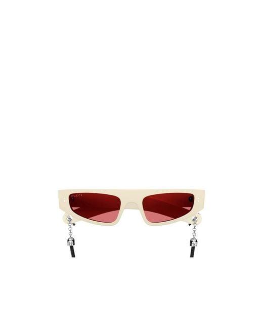 Gucci White Eyewear Cat-Eye Frame Sunglasses