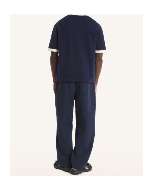 Maison Kitsuné Blue Ribbed-Trim Polo Shirt for men