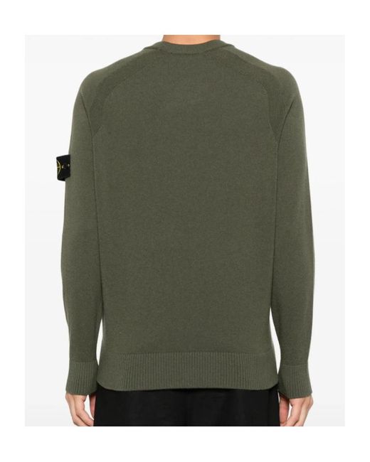 Stone Island Green Compass Badge Crewneck Jumper for men