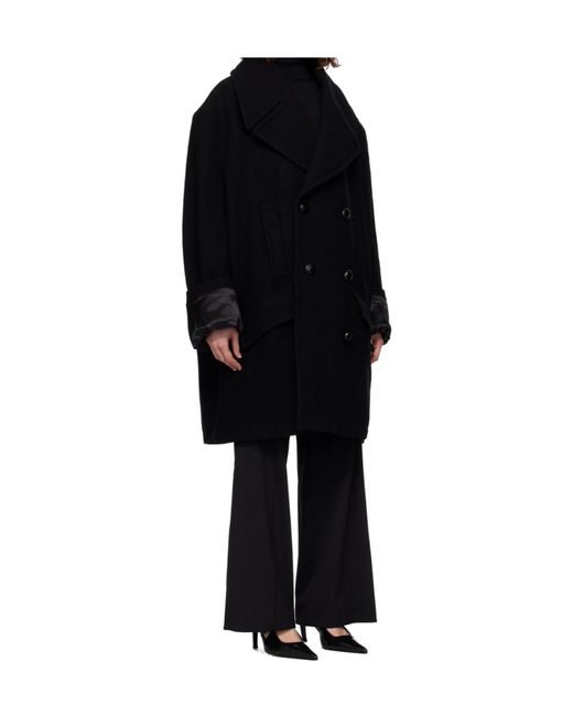 MM6 by Maison Martin Margiela Black Double-Breasted Oversized Coat