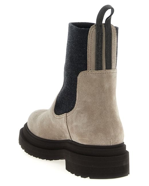 Brunello Cucinelli Black Loop Detail Ankle Boots With Chunky Sole