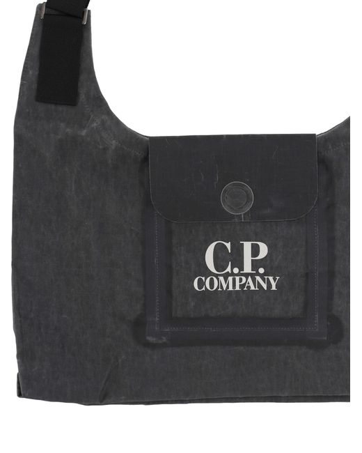 C P Company Black Flap Messenger Bag for men
