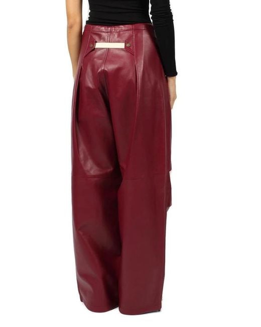 DARKPARK Red Daisy Plonge Nappa Leather Military Trousers