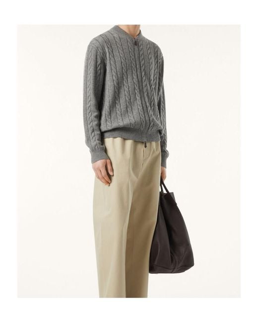 Loro Piana Gray Cedar Bomber Cardigan for men