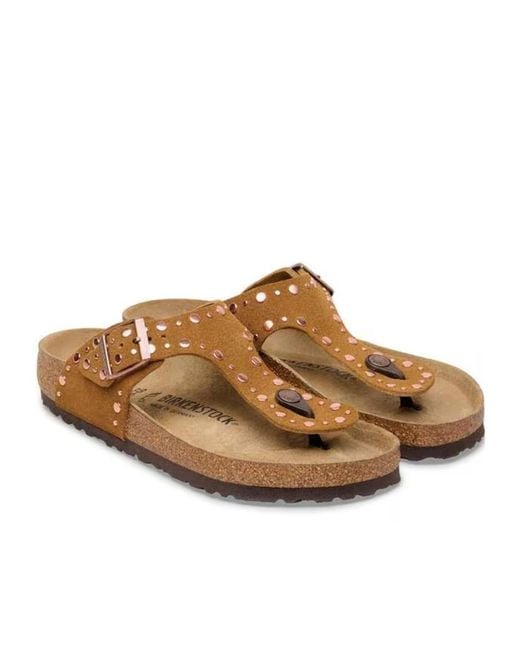 Birkenstock Brown Gizeh Rivet Thong Flat Sandals