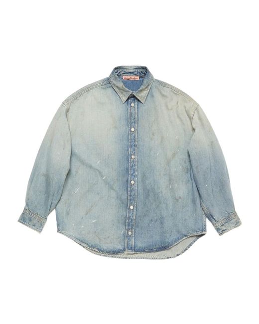 Acne Blue Distressed Denim Shirt for men