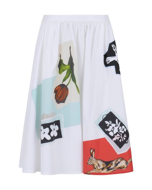 Marni White Poplin A-Line Skirt