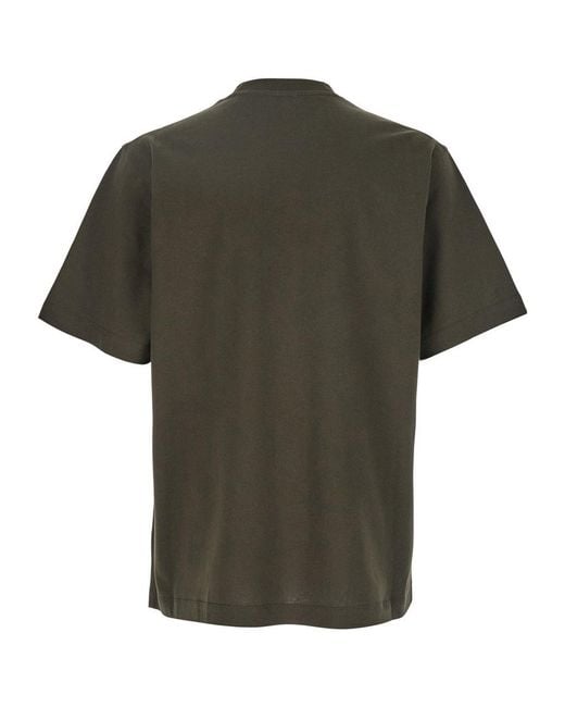Burberry Green Equestrian Knight Printed Crewneck T-Shirt for men