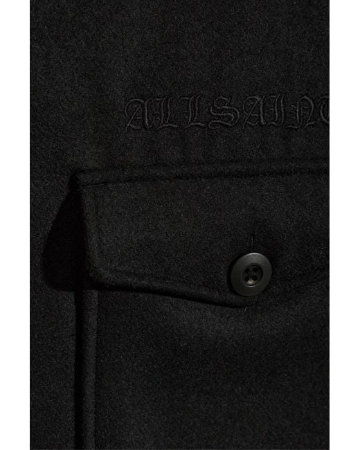 AllSaints Black Collared Long-Sleeved Shirt for men