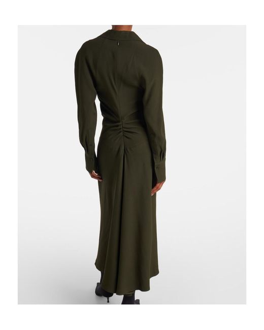 Victoria Beckham Green Asymmetric Midi Dress