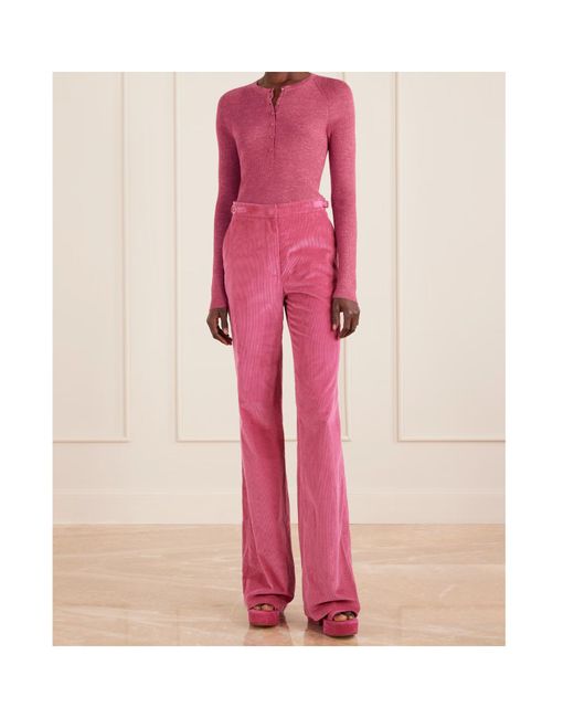 Gabriela Hearst Pink Anges Ribbed Cashmere, Silk And Hemp-Blend Henley Shirt