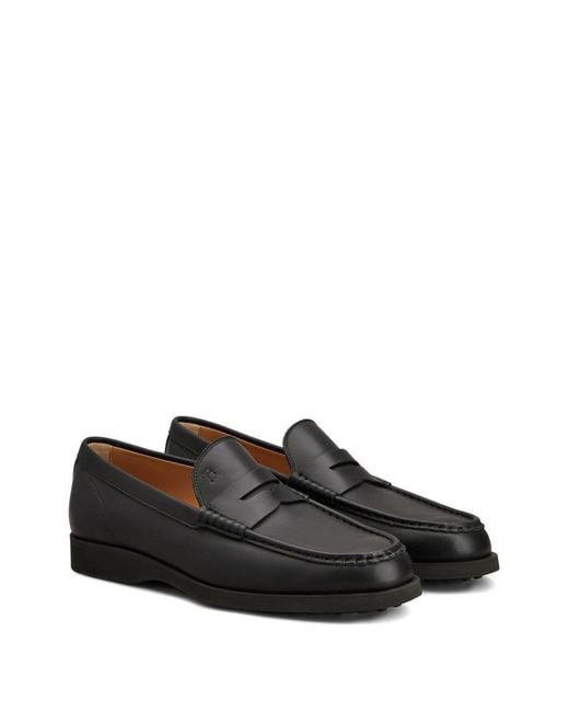 Tod's Black Light 98L Round Toe Penny Loafers for men