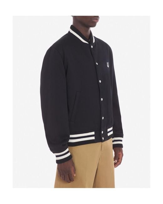 Maison Kitsuné Black Maison Kitsuné Logo Embroidered Bomber Jacket for men