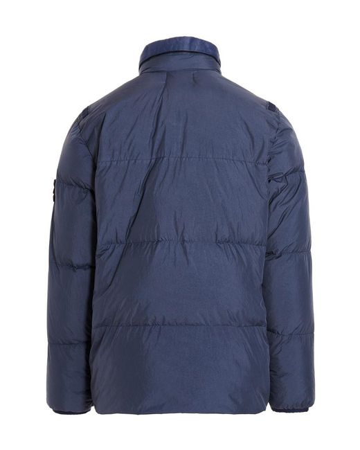 Stone Island Blue Padded Zip-Up Jacket for men