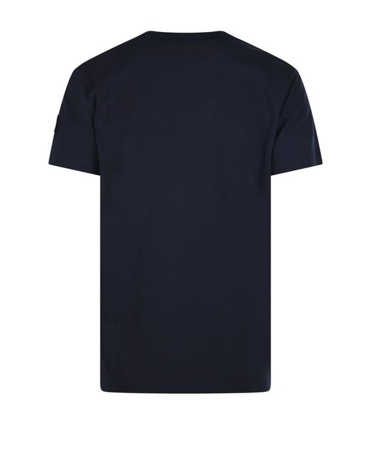 Moncler Blue Textured Neck T-Shirt