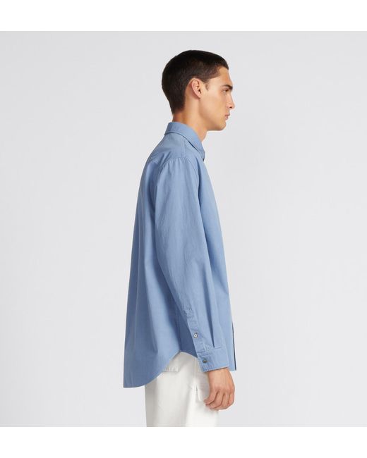 Dior Blue Homme Logo Embroidered Long-Sleeved Shirt for men
