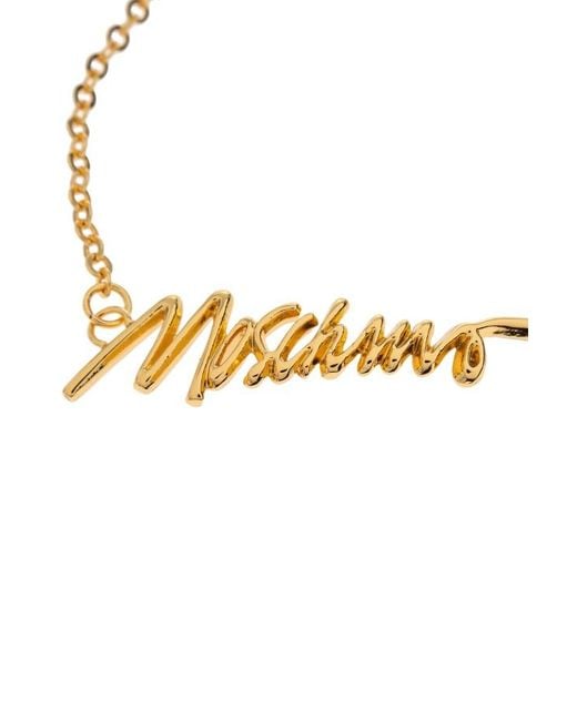 Moschino Metallic Logo Embellished Bracelet