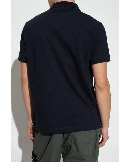 Stone Island Blue Logo Patch Short-Sleeved Polo Shirt for men