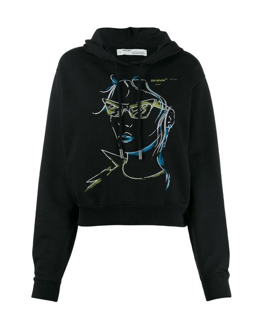 Off-White c/o Virgil Abloh Black Logo Character Printed Hooded Hoodie