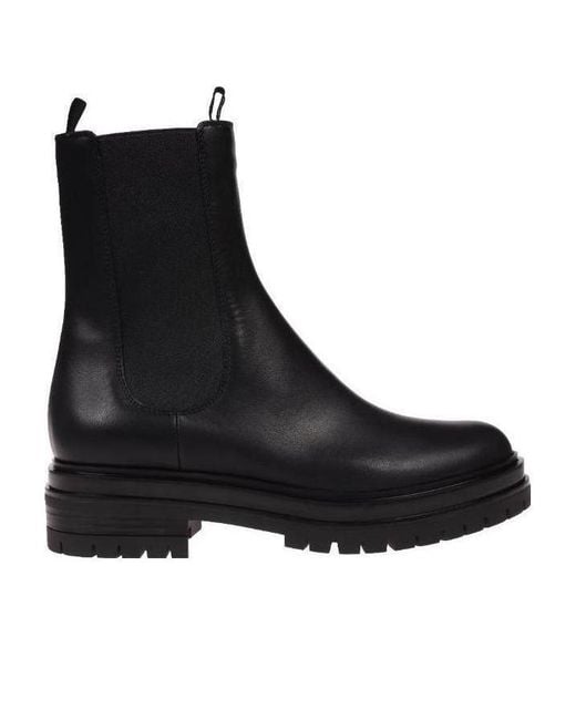Gianvito Rossi Black Round-Toe Slip-On Combat Boots