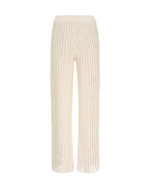 Fabiana Filippi White Straight-Leg Ribbed Trousers