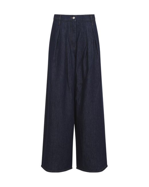 Dries Van Noten Blue Wide Pleated Jeans