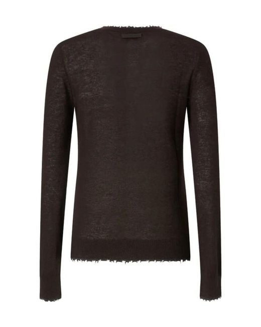 Pinko Black Distressed Semi-Sheer Top