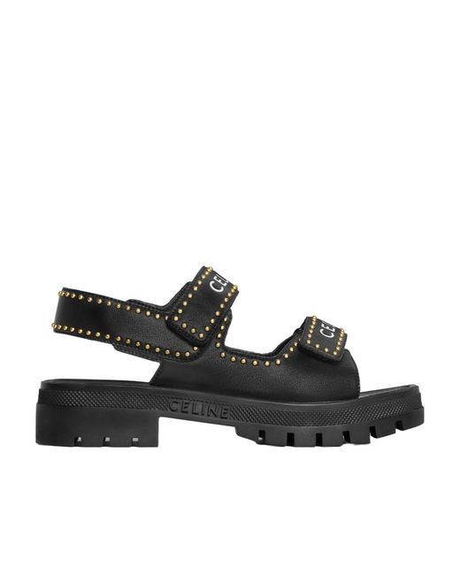 Céline Black Leo Studded Chunky Sandal