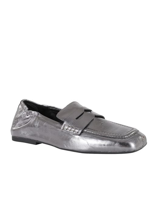 Ash Gray Square-Toe Loafers