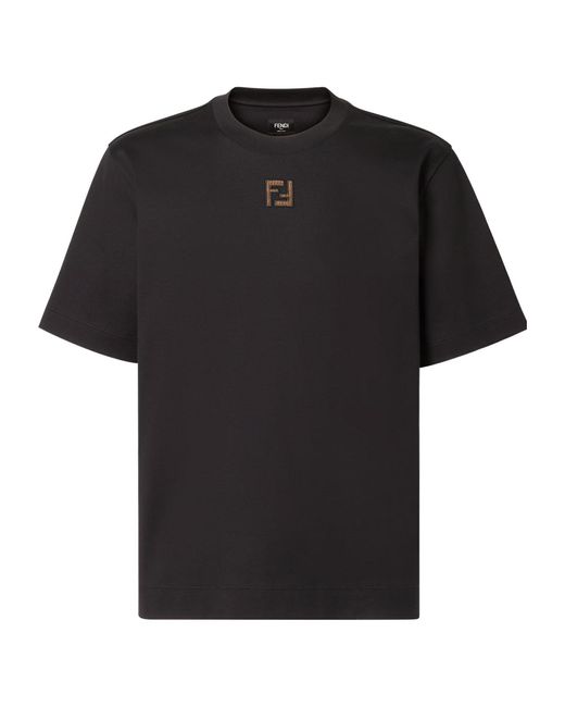 Fendi Black Ff Motif Crewneck T-Shirt for men