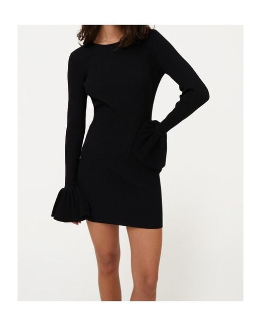 ROTATE BIRGER CHRISTENSEN Black Knit Mini Cutout Dress