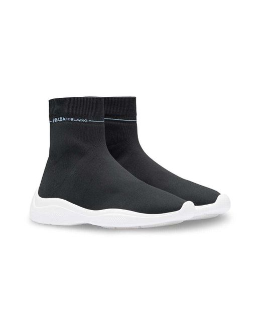 Prada Black Strapless High-Top Sneakers