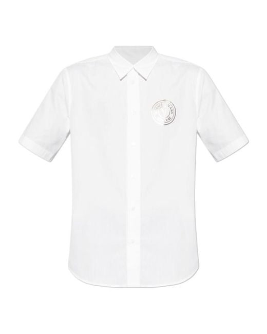 Versace Jeans White Couture Logo Printed Short-Sleeved Shirt for men
