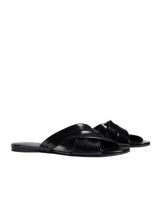 Khaite Black Liria Flat Sandals