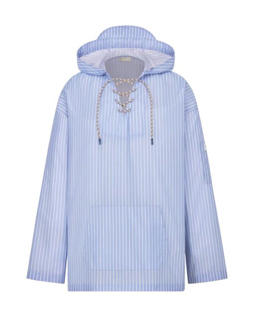 Dior Blue Homme Striped Hooded Shirt for men
