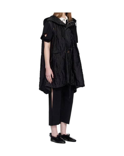 Sacai Black Quilted Hooded Vest