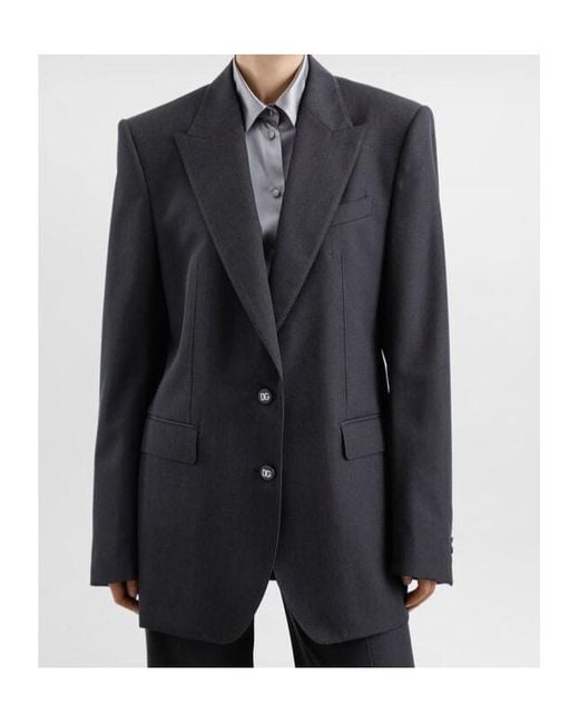 Dolce & Gabbana Blue Single-Breasted Straight Hem Blazer