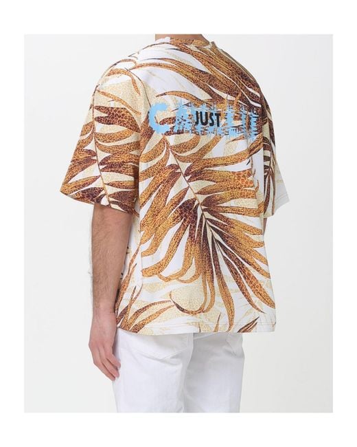 Just Cavalli White Floral Print T-Shirt for men