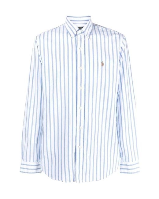 Polo Ralph Lauren Blue Pony Embroidered Striped Shirt for men