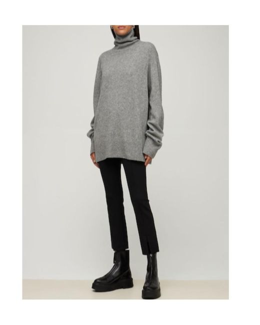 The Row Gray High-Necked Wool Knitted Pullover